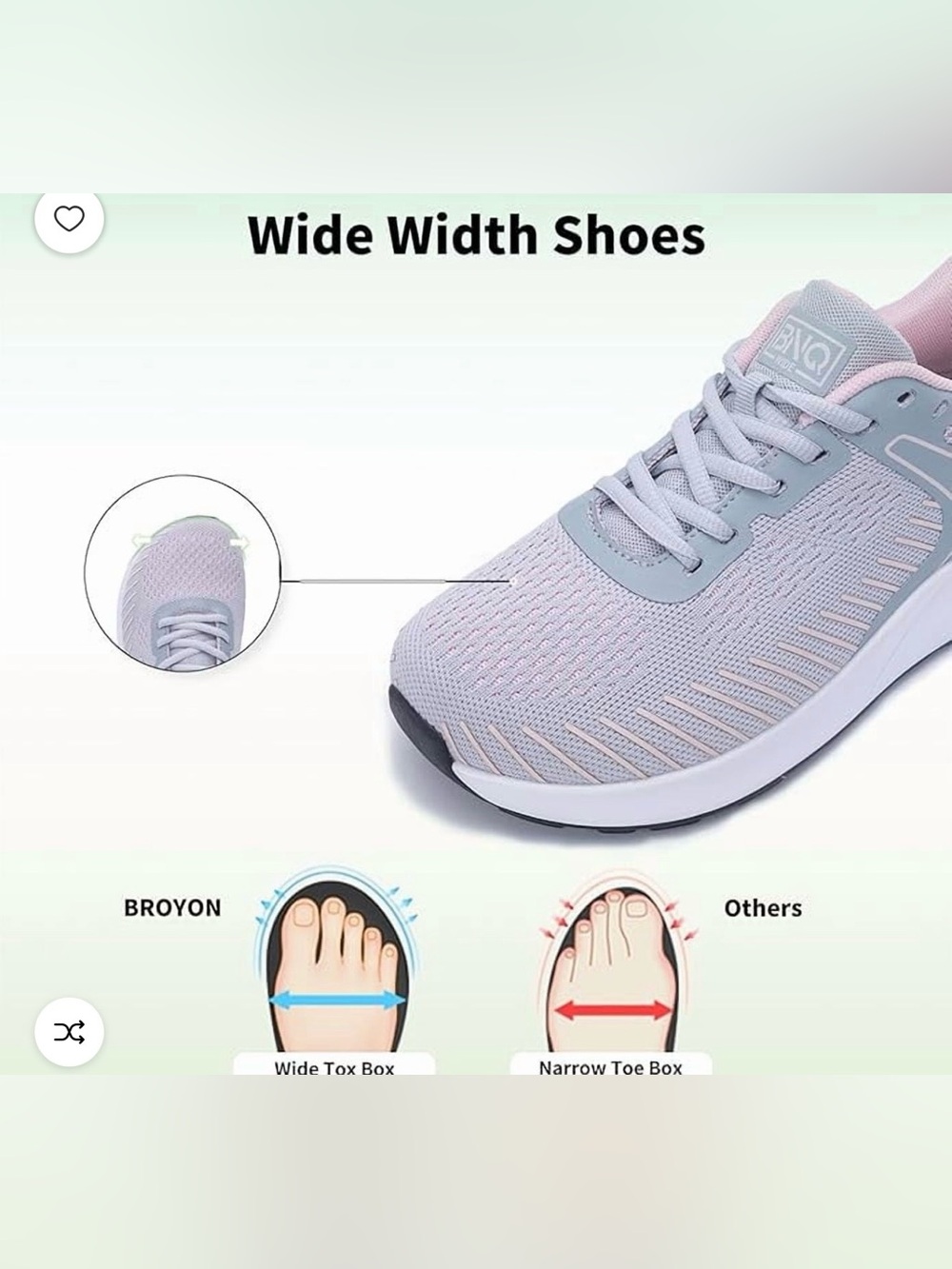 BNQ|Women’s Light Gray & Pink Athletic Sneakers,Orthotic slip on tennis shoe NEW - Picture 16 of 16